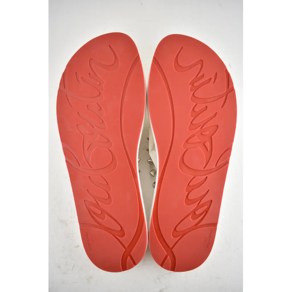 Christian Louboutin Loubi Flip Spikes Donna Flat White Thong Flip Flop Sandal 41 - Picture 12 of 12